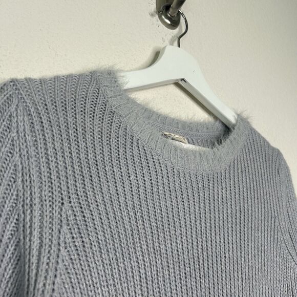 Hem & Thread Gray Faux Fur Hem , Cuff and Collar Sweater S - Picture 2 of 9